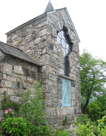 St Huberts Exterior showing Tiffany Stained Glass Window Restoration