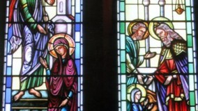 Byzantine Art stained glass window by Rohlf Kimisis Theotokou Greek Orthodox Church - Brooklyn, NY